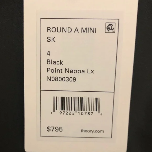 NWT Theory Leather Mini A-Line Skirt